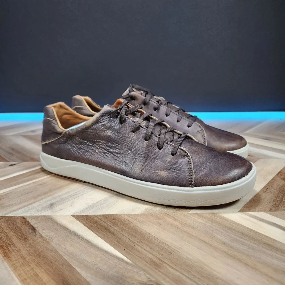 OluKai Lae'Ahi Li 'Ili Mens Size 13 Brown Casual Leather Sneakers 10455-6363